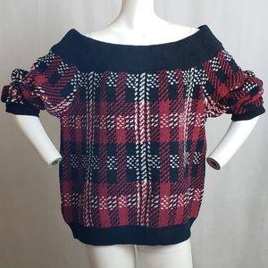 Forever 21 Black Red Plaid Chunky Pullover Sweater